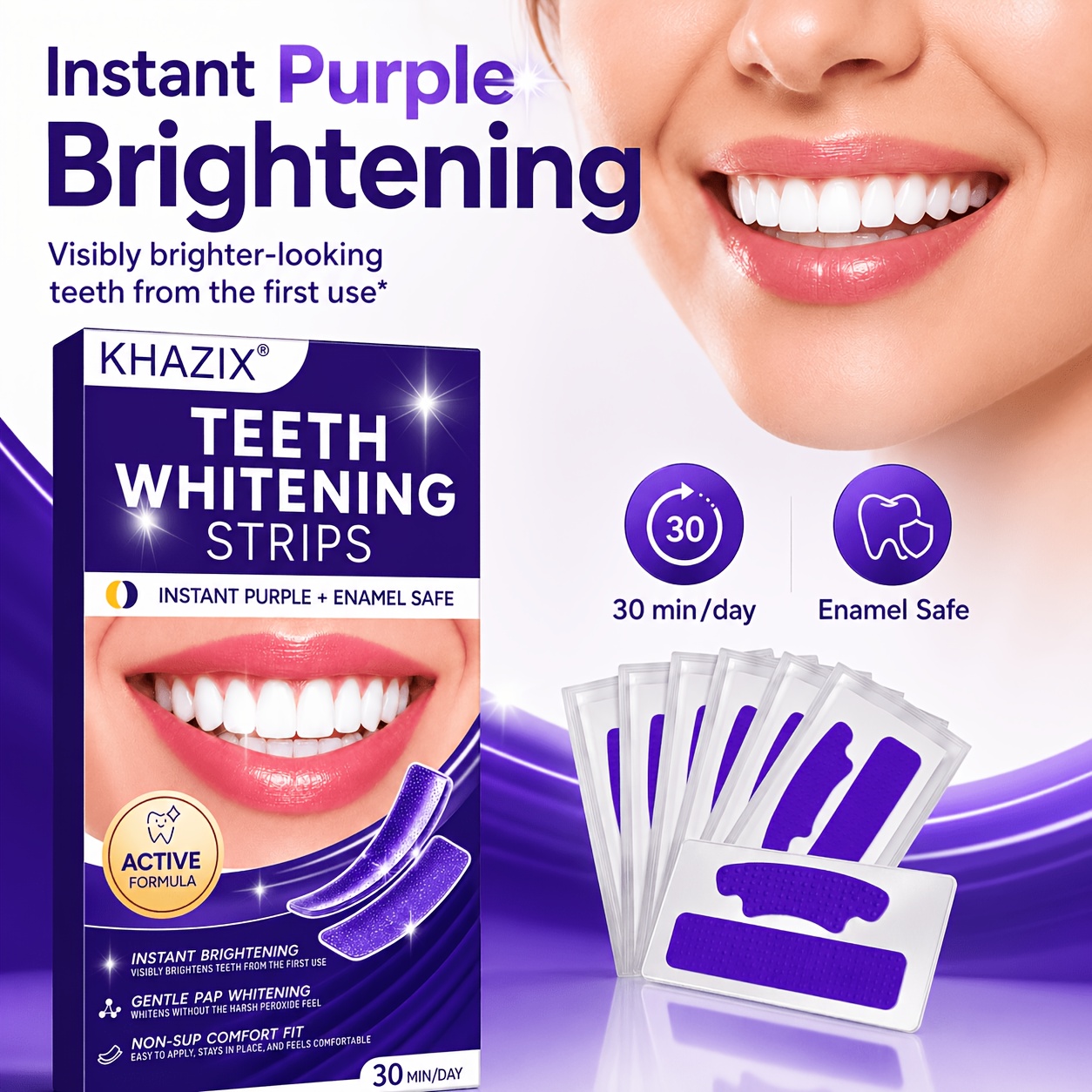 5/10 pares de tiras moradas pa - Teeth Whitening Street reseña y precio